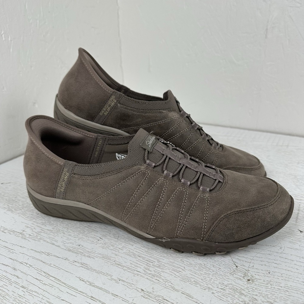 Skechers Slip-Ins Women's 10 Home Body Dark Taupe Relaxed Fitโ Shoes Hands Free